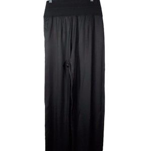 Maison de Papillon Black Wide Leg High Rise Pants Capsule Minimalist Wool Silk L